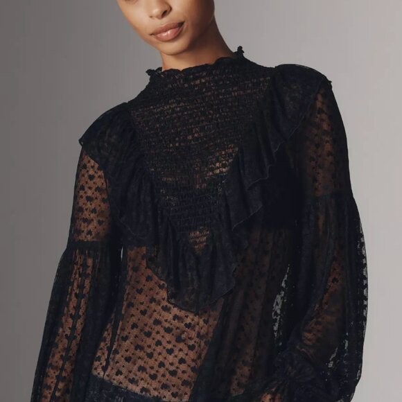 NWT Maeve Long Sleeve Sheer Tunic Shirt - Picture 2 of 8